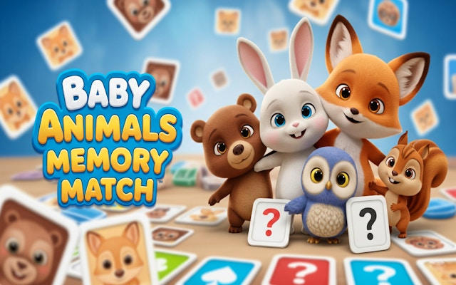 Baby Animals Memory Match Game
