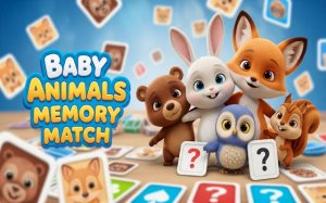 Baby Animals Memory Match Online Puzzle Game - Memory Puzzle Game