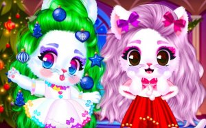 Cat and Rabbit Holiday Dress Up Game Online - Dress Up Game